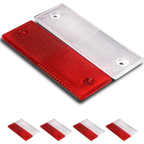 10 Pièces Réflecteurs Camion, Réflector Rectangulaire Visser, Réflecteurs pour Remorques Et Camions, Universel Plastique Rouge/Blanc Réflecteur Marqueur pour Remorque (2 Couleurs) (1/5)