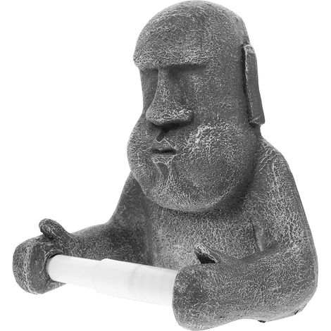 Porte-papier toilette en résine avec statue Moai, organisateur (1/5)