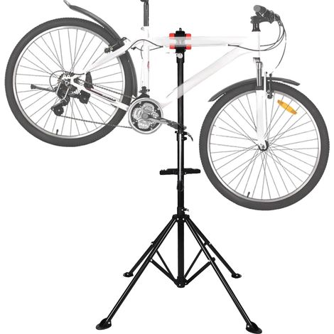 Soporte para reparación de bicicletas, altura ajustable, estructura estable, color negro. (1/2)