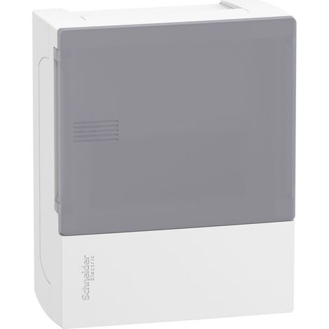 Schneider MIP11106T Pragma - mini scatola sporgente - 1x6 mod. - cancello trasparente - terminale terra