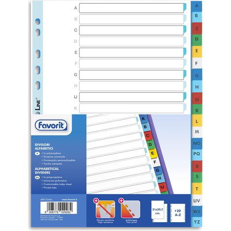 Favorit 400132466 intercalare Indice a linguetta alfabetica Polipropilene (PP) Multicolore