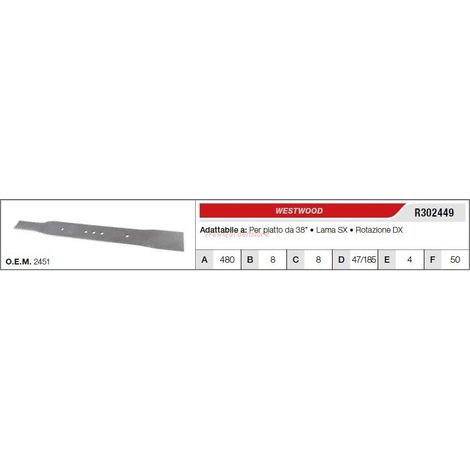WESTWOOD tractor cortacésped cuchilla de corte R302449 (1/2)