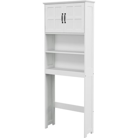 Meuble WC dessus de toilette armoire de rangement de salle de bain avec niches placard à double porte étagère réglable