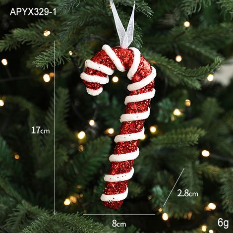 Décoration de Noël Boule en tissu velours rouge et blanc motif bâton de sucre d'orge avec clochette (1/2)