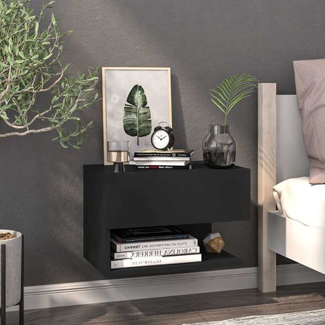 810955  Wall-mounted Bedside Cabinet Black vidaXL (1/5)