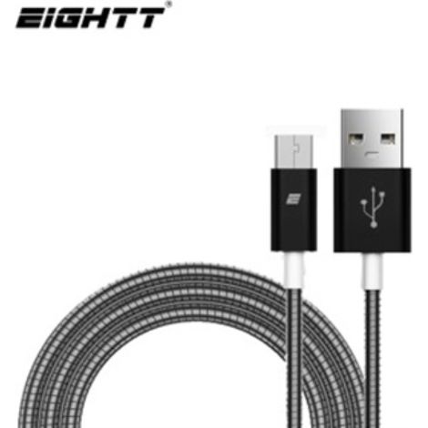 Eightt - usb to microusb cable 1.0m - nylon braided - colour black