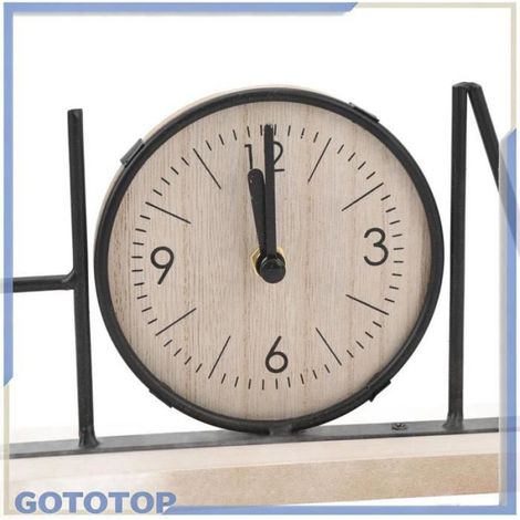Horloge de bureau étagère de bureau horloge bois fer à piles moderne décoratif lettre table linge pendule Version Accueil (1/5)