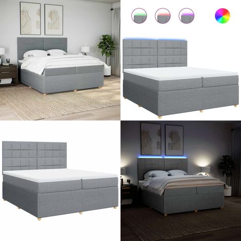 vidaXL Sommier à lattes de lit avec matelas Gris clair 200x200cm Tissu (1/5)