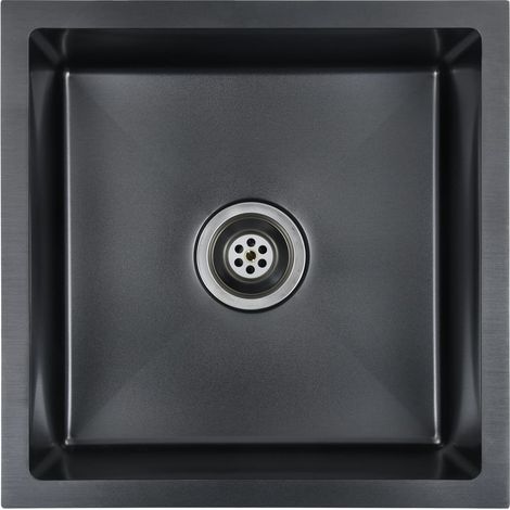 Fregadero de cocina hecho a mano con colador de acero inoxidable negro 020002368 (1/5)