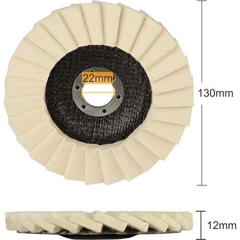 Disques de polissage pour meuleuse d’angle – Lot de 5 pièces en feutre dentelé, diamètre 125 mm, alésage 22,2 mm (1/3)
