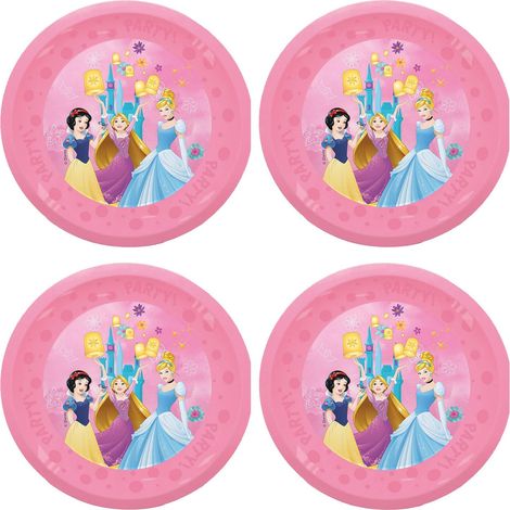 Assiettes Princess, plastique, 4 pièces, réutilisables, vaisselle de fête pour anniversaire ou fête à thème, princesse (1/2)