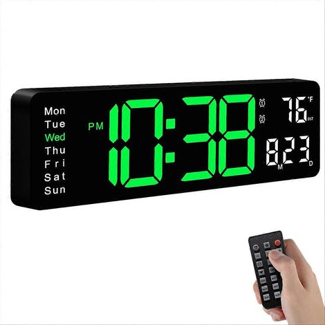 Horloge murale numérique, grande horloge numérique avec télécommande (1/5)