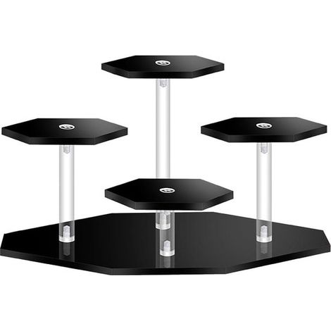 Soporte elevador de acrílico negro para perfumes，estante elevador escalonado para cosméticos，manualidades y cupcakes (1/5)