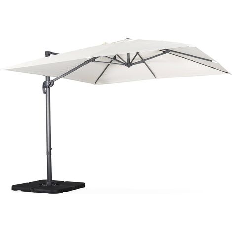 3x3m cantilever parasol + 50x50cm weighted slabs with protected cover included, Falgos + Slabs, Off-White
