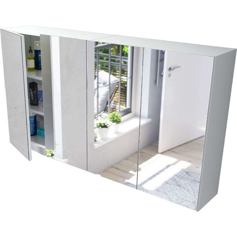 Pack de 2 armarios de baño con espejo aseo color blanco brillo estilo moderno mueble 120x65x21 cm