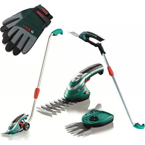 Bosch ISIO III Cordless Shrub + Grass Shear Hedge Cutter Multi Tool Set + Handle (1/4)