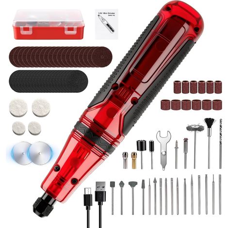 Outil Rotatif Multifonction Sans Fil 3,6V, Mini Perceuse Sans Fil avec 86 Accessoires, 5 Vitesses (8 000-18 000 tr/min) pour Coupe, Ponçage, Perçage, Polissage, Gravure, Décaper la Rouille, Bricolage (1/5)