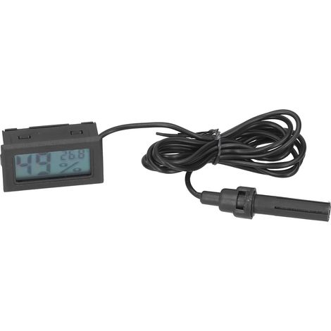 Mini thermomètre-hygromètre LCD noir d'intérieur avec sonde. (1/5)
