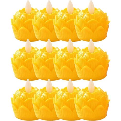 Buddhistische Tischkerze, flammenlose Kerzenlampe, gelb (1/5)