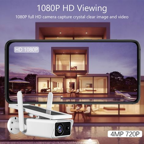 Decdeal Outdoor-Solar-Überwachungskamera 4MP lieferbarer Batterie Wireless WLAN-Hausüberwachung mit PIR-Bewegungserkennung, Nachtsicht, 2-Wege-Audio, IP66 wasserdicht