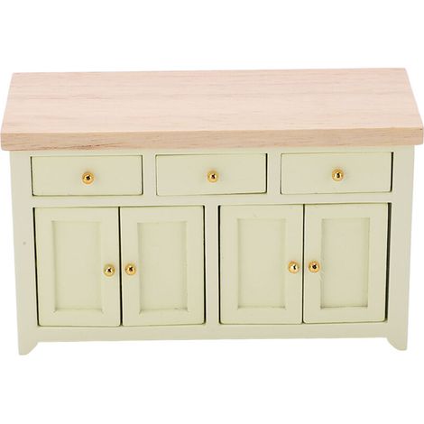 Armoire miniature 1:12 pour maison de poupée en bouleau, couleur crème, rangement salon (1/5)