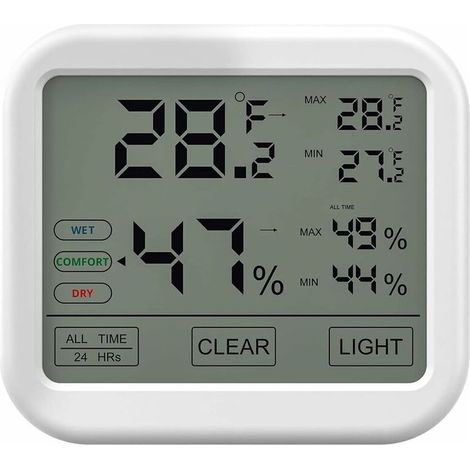 Thermometre Hygrometre Interieur - Precision ±0 1°C ±5% - Affichage LCD Rétroéclairé - Pour Chambre Bebe Cave Garage Refrigerateur - 10x10x2 2 cm (1/5)
