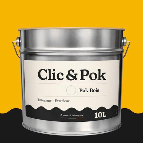 Peinture Bois Extérieur – POK BOIS - 10L - RAL 1023 - Jaune signalisation- Résistante aux intempéries - Ne s'écaille pas