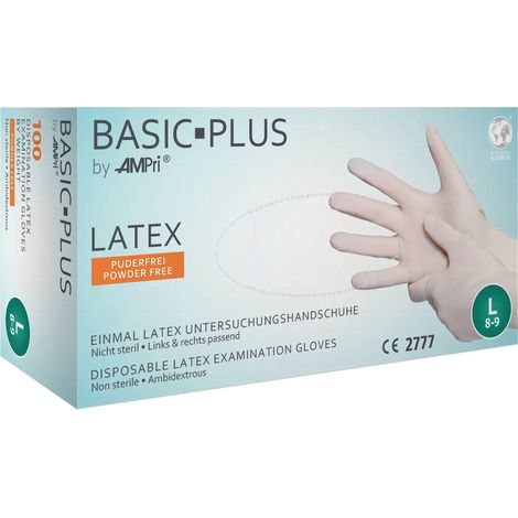 Guanti monouso Basic Plus taglia M color beige chiaro lattice EN 455 PSA I 100 pezzi/confezione