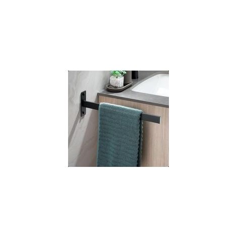 Porte serviettes mural noir en acier inoxydable percé, porte serviettes rectangulaire adapté à la salle de bain et à la cuisine