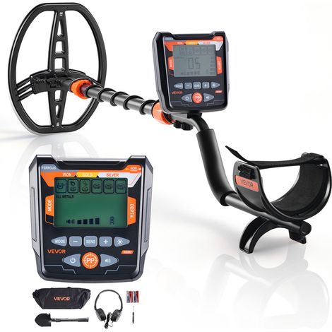 Détecteur de Métaux 25,4 cm Détecteur de Métaux Professionnel Adultes pour Recherche Trésors en Or Métal, avec Disque de Recherche Étanche IP68, Écran, Casque Audio, 5 Modes, Poignée Réglable (1/5)