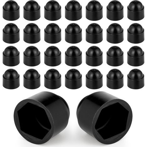 Lot de 30 capuchons de protection hexagonaux M10 en plastique pour vis - Noir - Pour meubles (1/5)