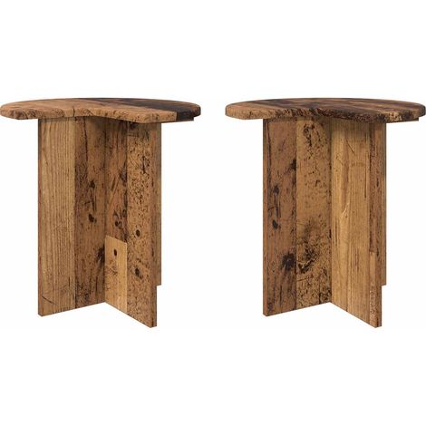 Maison Exclusive - Tavolo laterale 2 pcs Legno antico Ø 39 x 38 cm