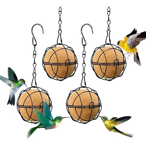 4pcs Bird Fat Balls, Chisel Ball Holder, Bird Feeder with S-Shaped Hooks, Bird Feeders for Wild Birds, Sparrows (1/5)