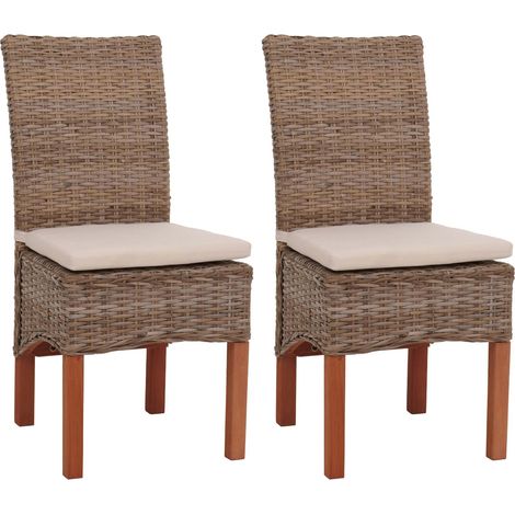 [NON UTILIZZATO] Set 2x sedie rattan kubu eleganti soggiorno sala pranzo M44 97x47x52cm con cuscini