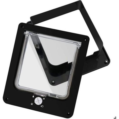 Chatière pour animaux magnétique à verrouillage rotatif 4 voies, résistante à l'extérieur, dimensions 19 x 5.5 x 22 cm, compatible porte et fenêtre, kit complet pour installation domestique (1/4)