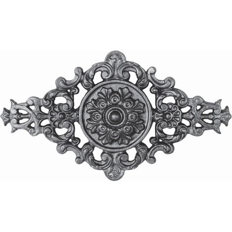 Deco Fer Forge – Palmette en fonte motif floral – Hauteur 285mm – Longueur 485mm – Fixation vissage M6 pour portail – Résistante à la corrosion