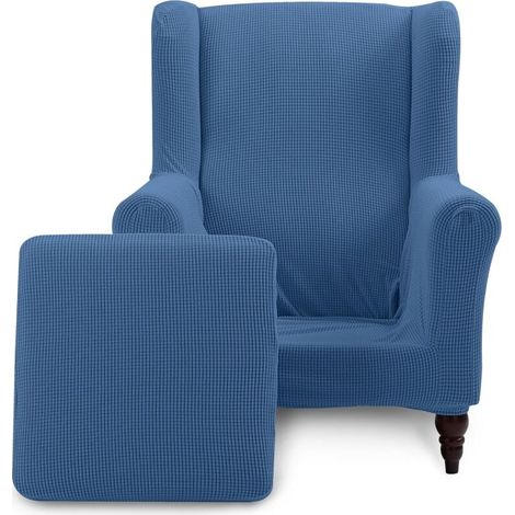(Bleu Denim)Housse de Chaise à Oreilles. Housse Fauteuil Antidérapante Tissu Jacquard Spandex avec Fond Élastique Protecteur de Meubles Lavable pour Salon Chambre d'Hôtel (1/5)