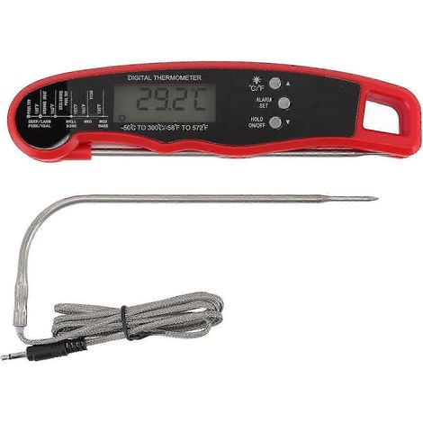 Thermomètre à viande multifonction à plusieurs aiguilles, étanche, à lecture instantanée, pour la cuisine, les grillades et le barbecue (rouge). (1/5)