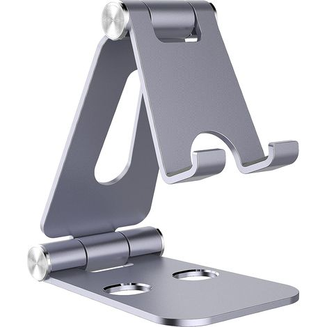 Support Téléphone Tablette - 1 Unité - Alliage D'Aluminium - Pliable Angle Réglable - Bureau Maison Voyage - Gris (1/5)