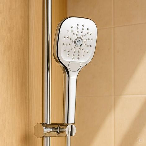 Douchette à main AquaCraft 120 120 mm carrée  Pommeau de douche avec 3 modes de jet : pluie, massage et jet tourbillonnant  Économie d&39eau 6 L/min  Pommeau de douche chromé Easy Clean  bouton pousso