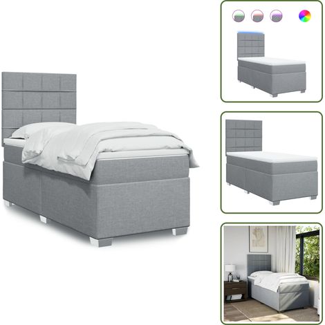Cama ajustable - vidaXL Cama box spring con colchón tela gris claro 90x190 cm - Cama con cabecero