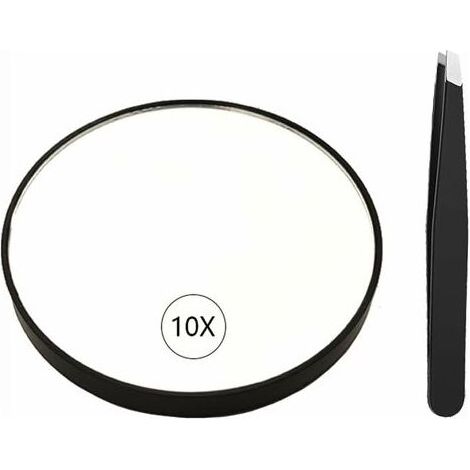10X Grossissant Miroir avec 2 ventouses de Montage pour Le Maquillage - Sourcils/pincements - Suppression des Points Noirs - Miroir de Maquillage pour Salle de Bain/Voyage - 8.8cm Rond (1/5)