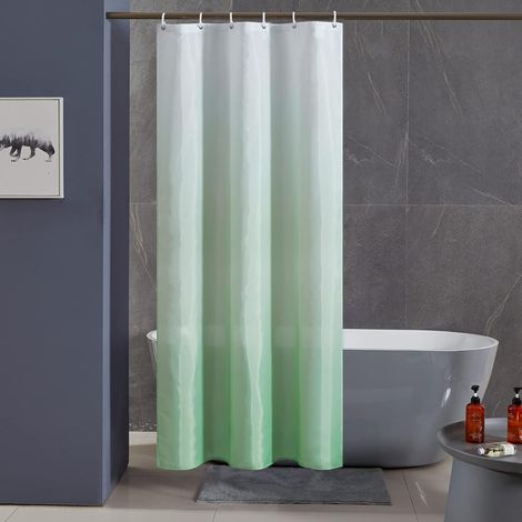 c Rideau de Douche Anti Moisissure Tissu Lavable en Machine Petit Rideaux Douche pour Camping Car Cabine de Douche Imperméable en Polyester avec 6 Crochets 100x200cm Vert Herbe Dégradé (1/5)