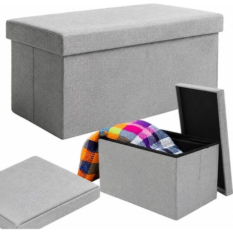 Pouf de rangement pliable, 76 x 38 x 38 cm, XXL, 110 L, résistant à l'eau, gris (1/5)