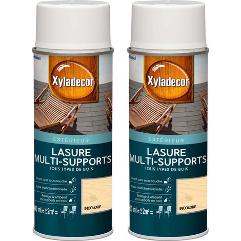 Lasure aérosol Multi-supports - Lot de 2 - Tous types de bois extérieur - Mat Incolore 400 mL - Xyladecor (1/5)