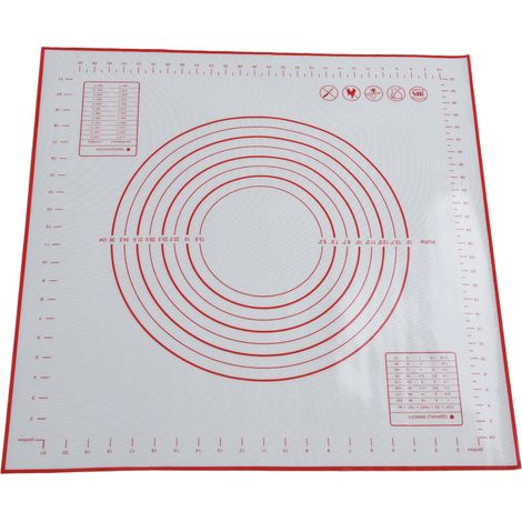 Set mit 2 Backmatten aus Platin-Silikon, 60 x 60 cm, antihaftbeschichtet, mit Skala, rot, zum Kneten und Ausrollen von Teig (1/5)