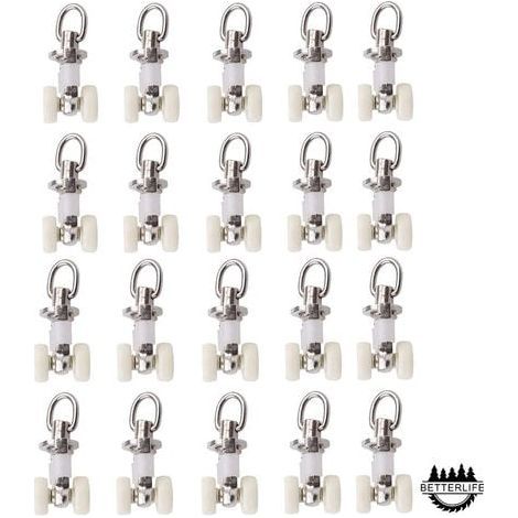 Lot de 20 rouleaux de rail planeur pour rideaux – Roulettes en métal et plastique – Diamètre 10 mm – Charge maximale 400g (1/5)