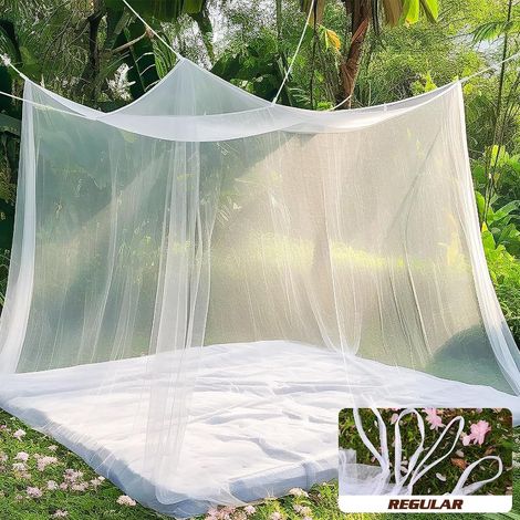 Moustiquaire lit 200x200x220, Moustiquaire lit 2 Places, Moustiquaire Rectangulaire, Mailles Fines et durables - pour la Maison et Le Camping (1/5)