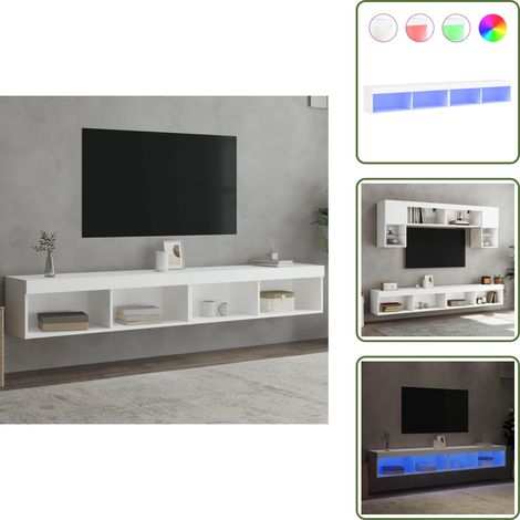 Mobili a parete - vidaXL Mobili Porta TV con Luci LED 2 pz Bianchi 100x30x30 cm - Spazio di archiviazione