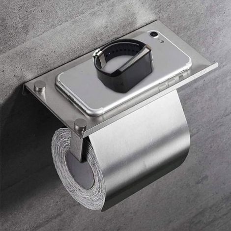 Porte-Papier Toilette - Inox 304 - Rose Gold - Étagère Téléphone Intégrée - Mural - 1 Pièce (1/4)